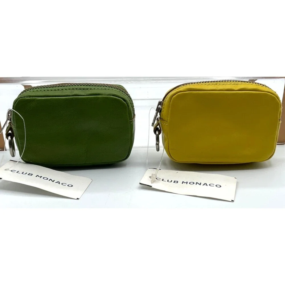 NEW Club Monaco Leather Small Pouch Coin Purse, Yellow OR Green